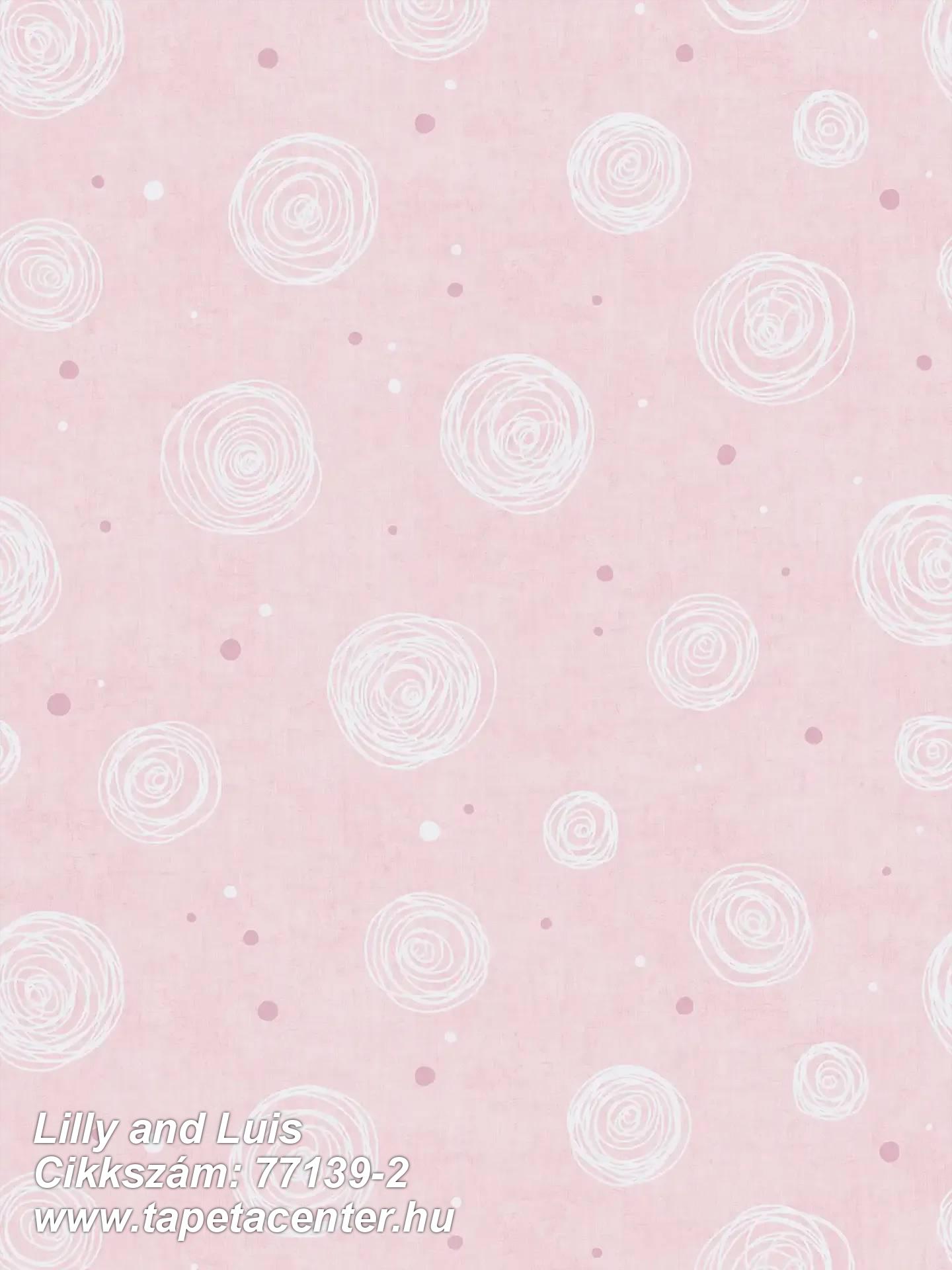 Gyerek,rajzolt,fehér,pink-rózsaszín,gyengén mosható,vlies tapéta 